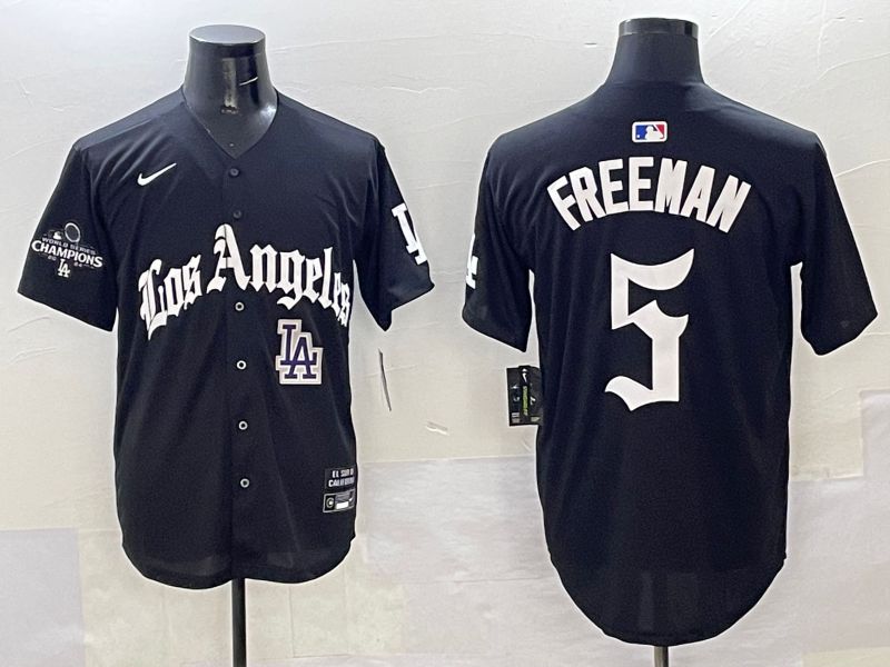 Men Los Angeles Dodgers #5 Freeman Black Five generations Joint Name 2025 Nike MLB Jersey style 44->los angeles dodgers->MLB Jersey